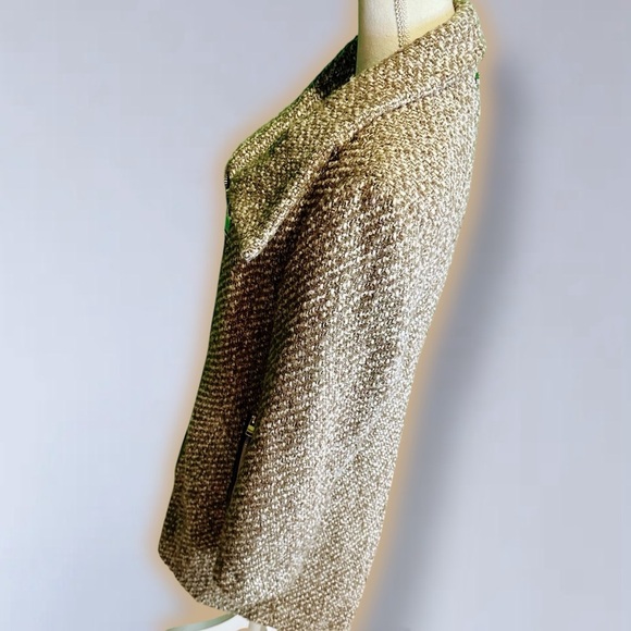 Calvin Klein Women’s Brown Tweed Wool Blend Asymmetrical ‘Walker’ Coat Size L - Picture 13 of 16
